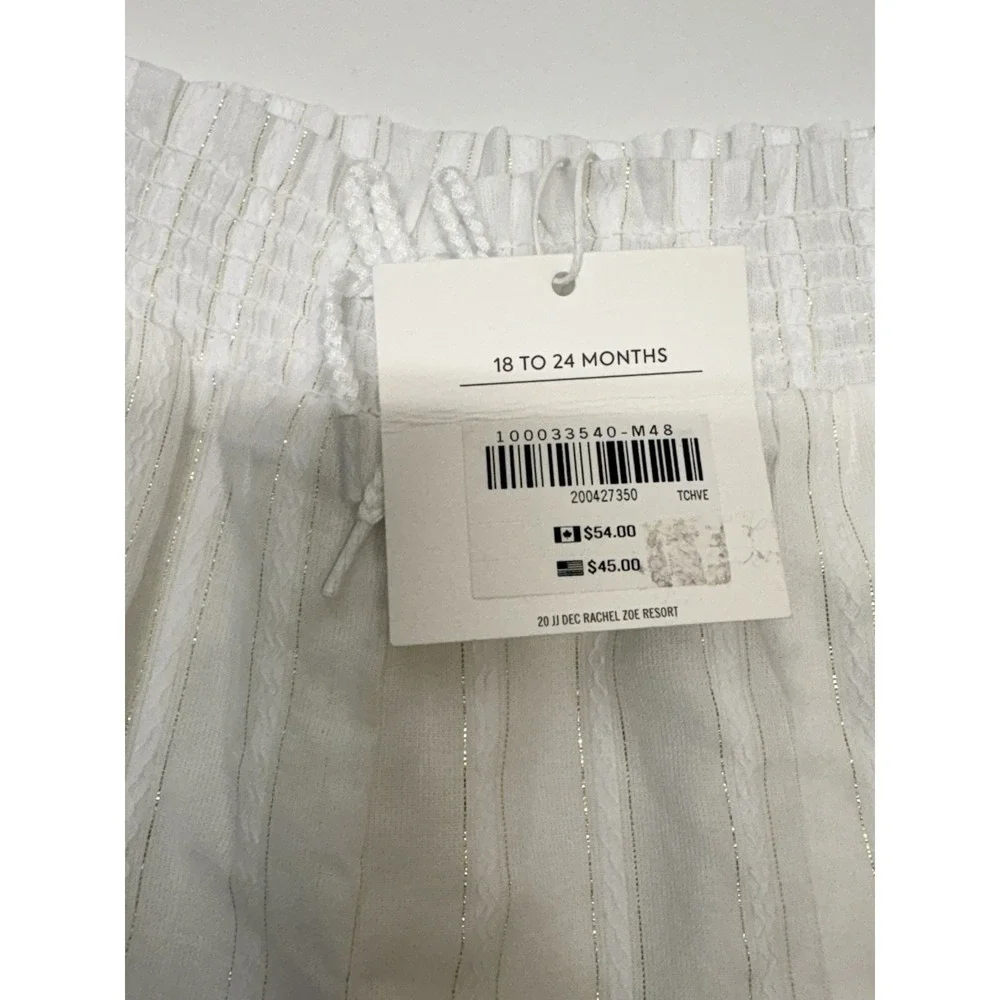 NWT Rachel Zoe X Janie And Jack White Striped Flowy‎ Pants Girl Size 18-24mon